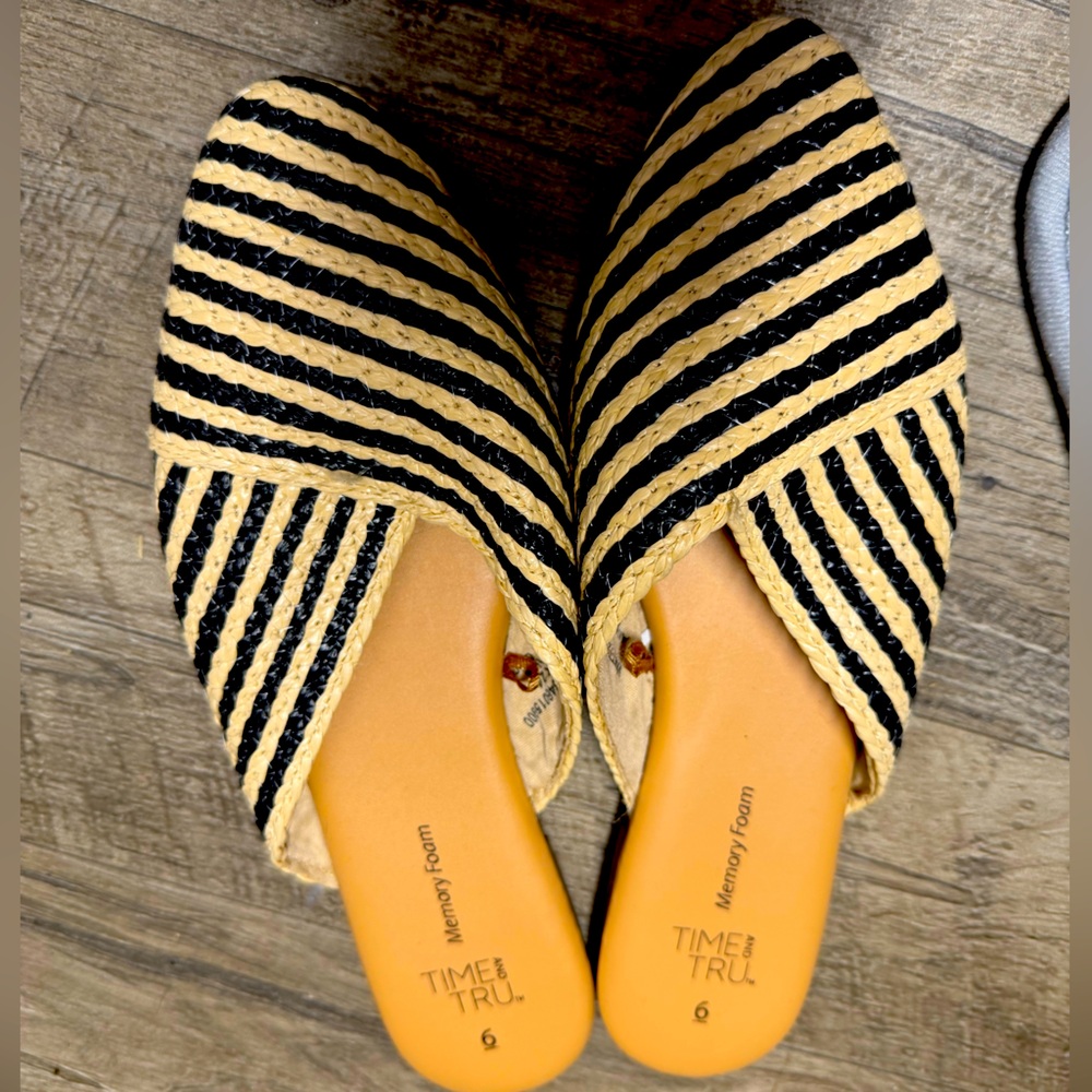 Time and Tru Women's Black and Tan Striped Shoes